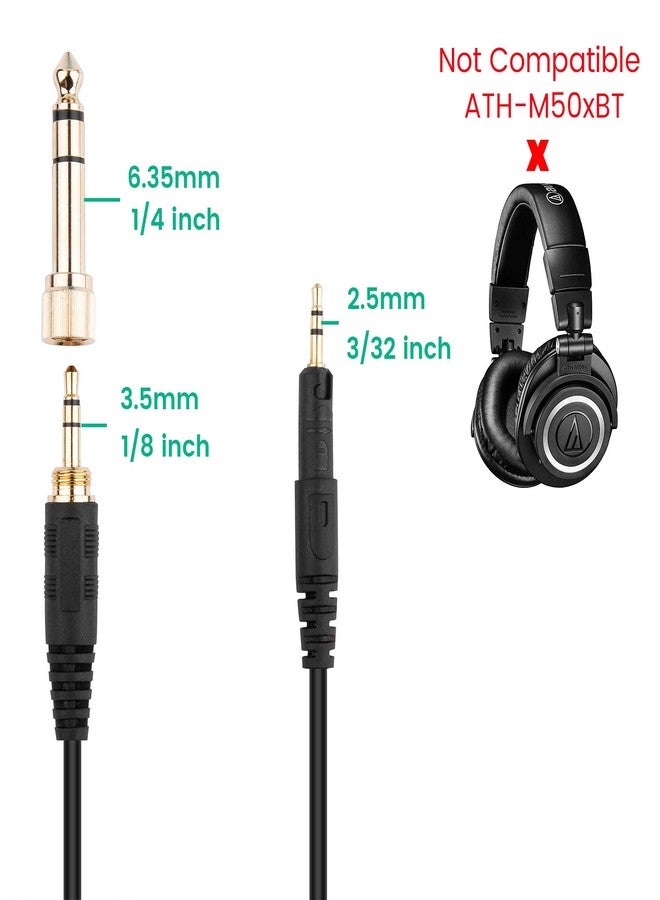 Smays ATH-M50x Cable, Coiled AUX Cord Replacement for Audio-Technica ATH-M40x, ATH-M70x Headphone with 1/4 inch Adapter, 4ft to 10ft - Image 2